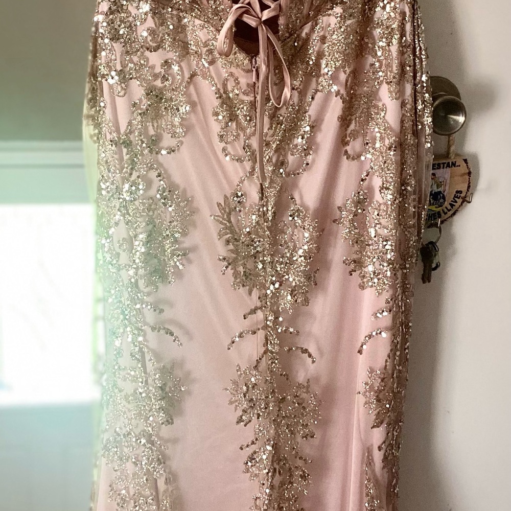 Gold Strapless Sequin Gown for Brides - Picture 8 of 11